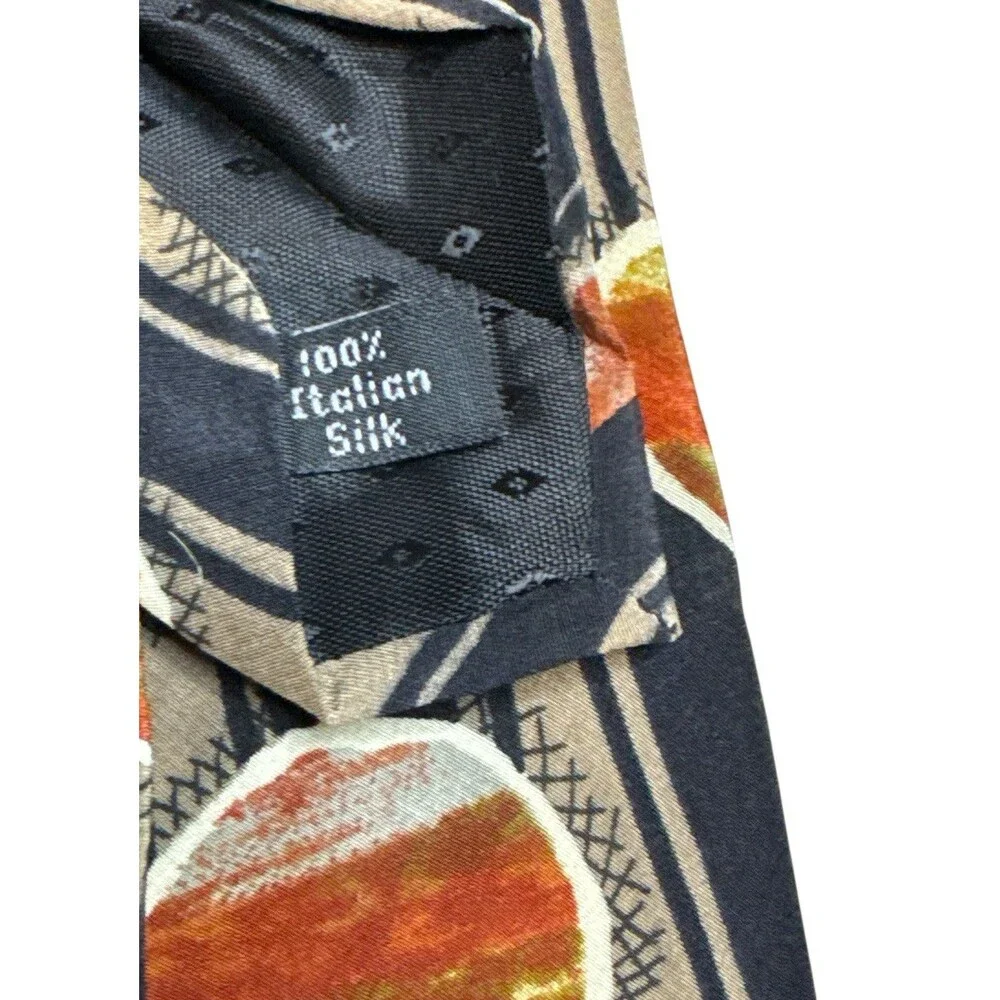 Bugatti 100% Silk Black Brown Geometric Necktie 58” Long 4” Wide Business Preppy